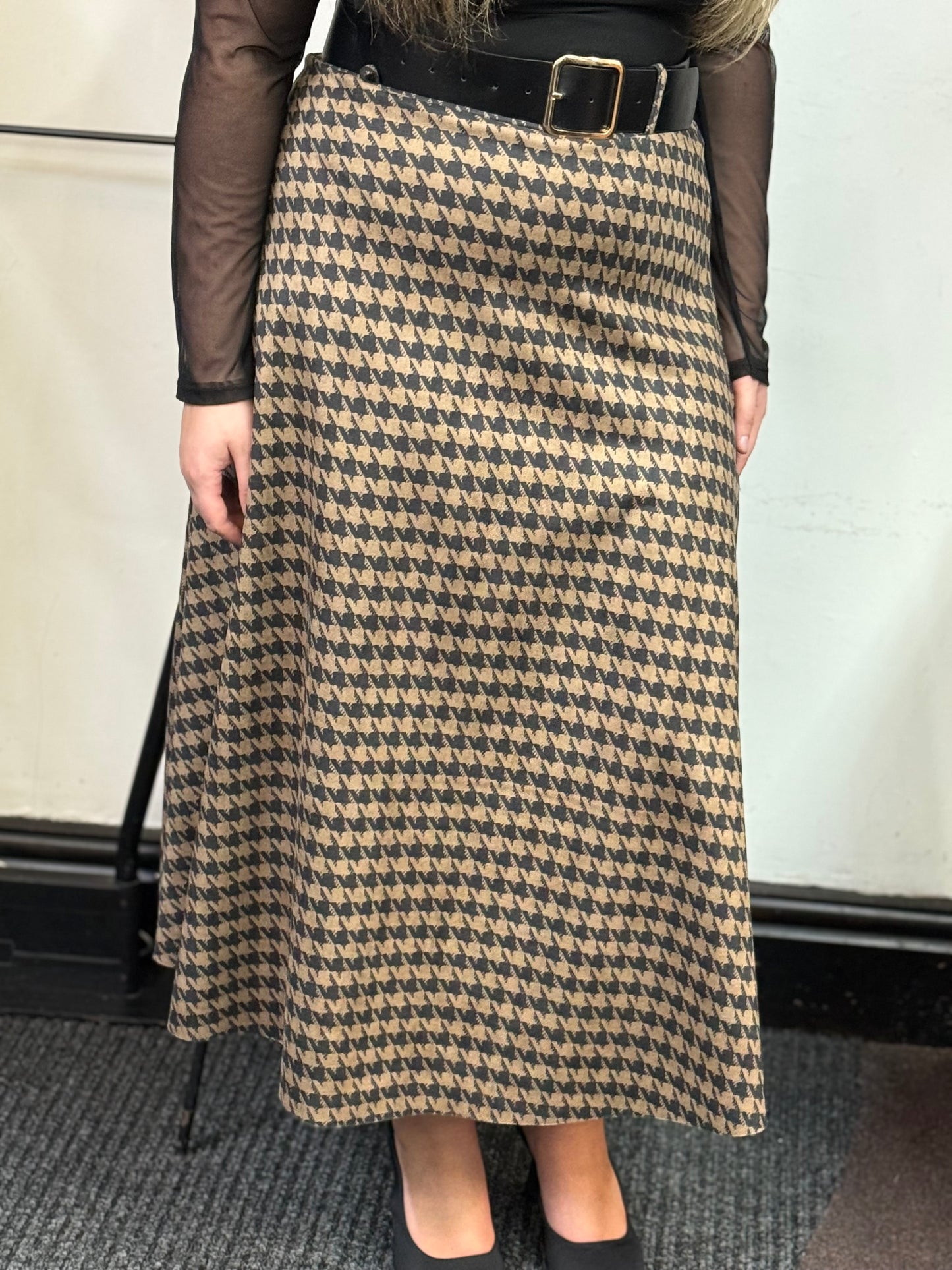 RONA-DOGTOOTH A LINE SKIRT-