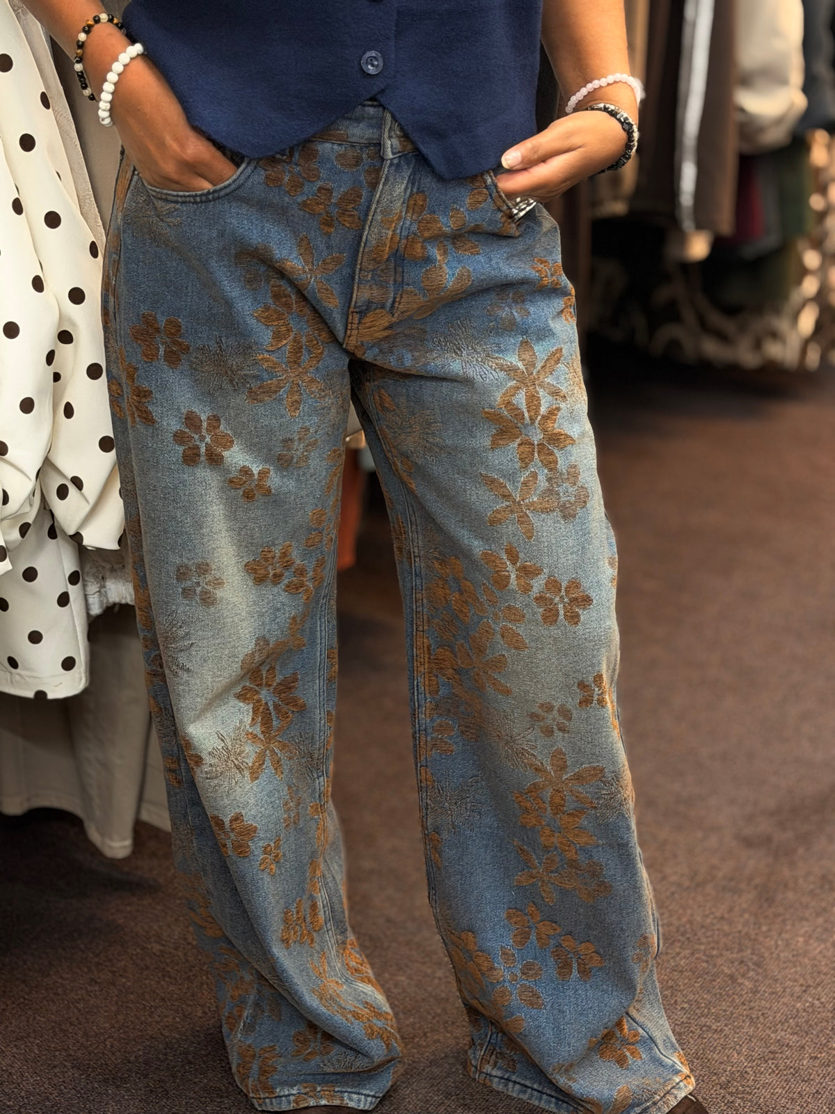 AVELEY- AUTUMNAL FLOWER DETAIL JEAN