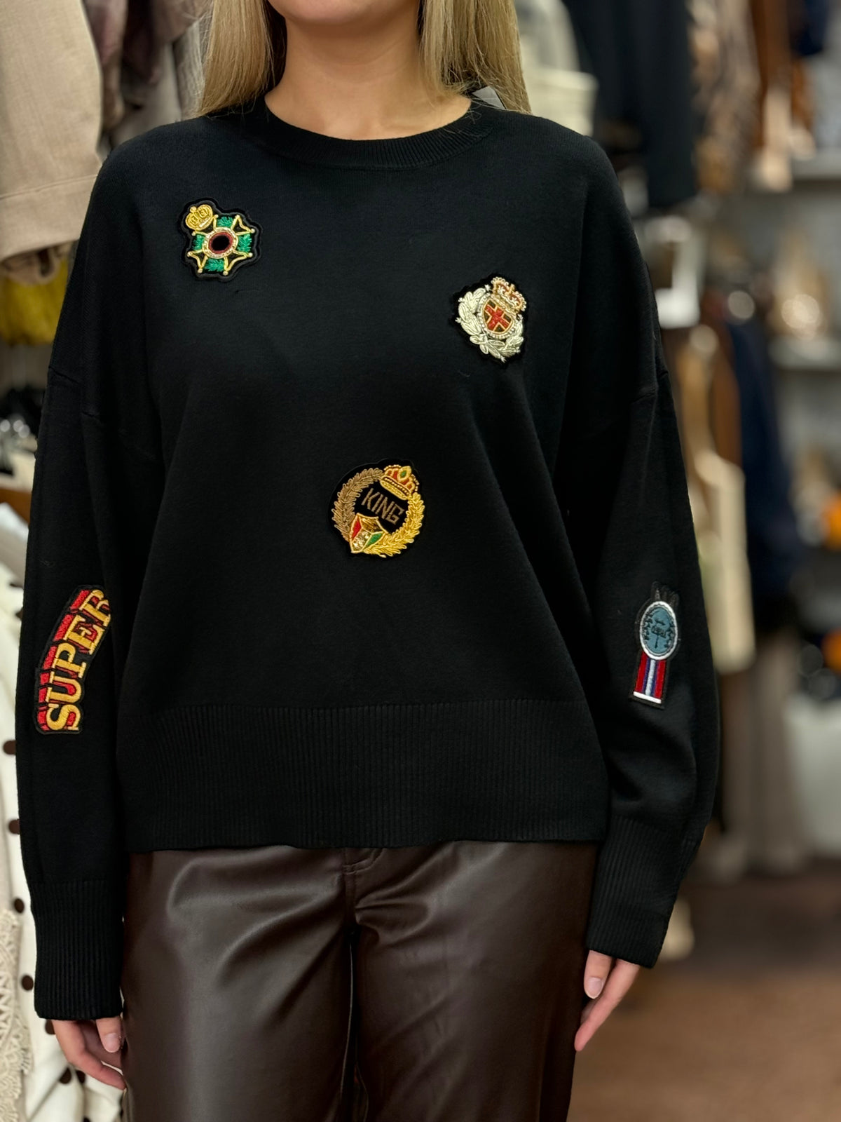 REUBEN-PATCHWORK FINE KNIT JUMPER