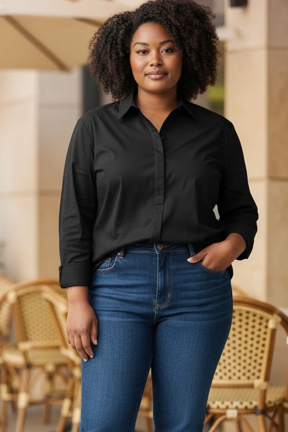 ADELE-LAYERING SHIRT TOP/CURVE