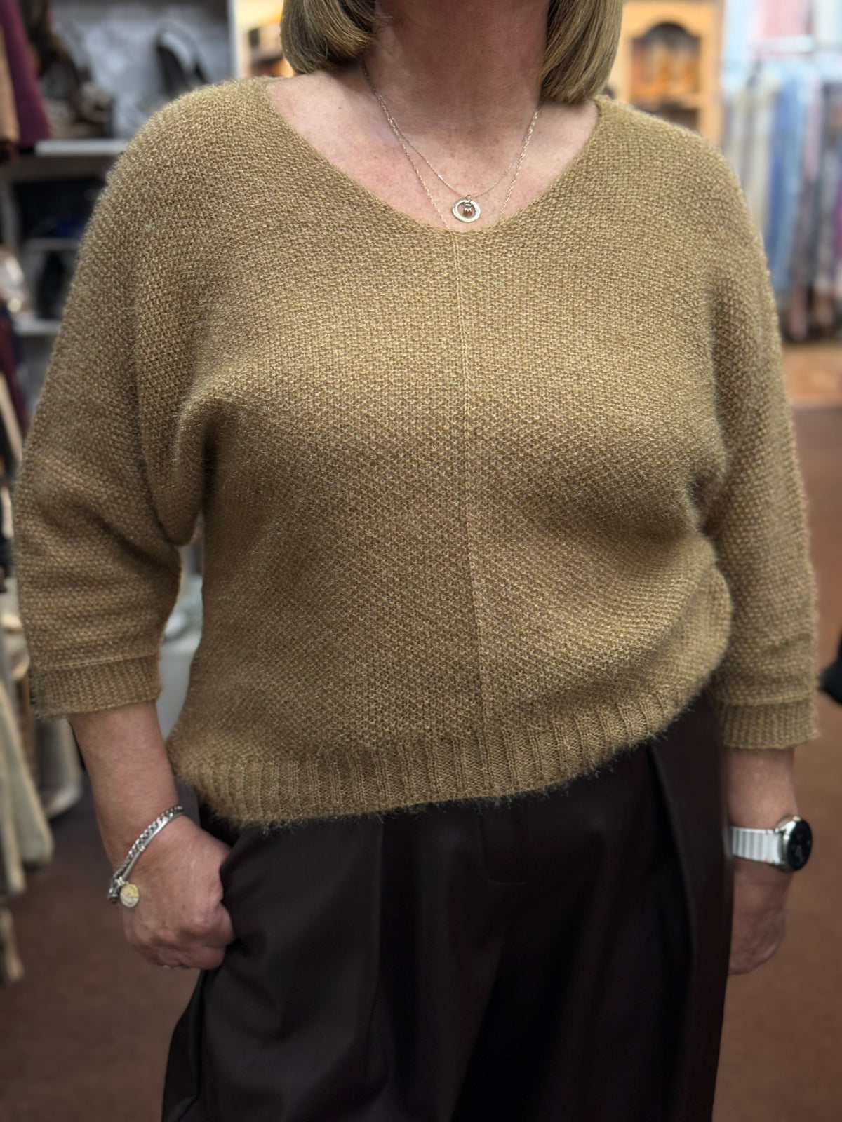 CARI - EYELASH V NECK JUMPER