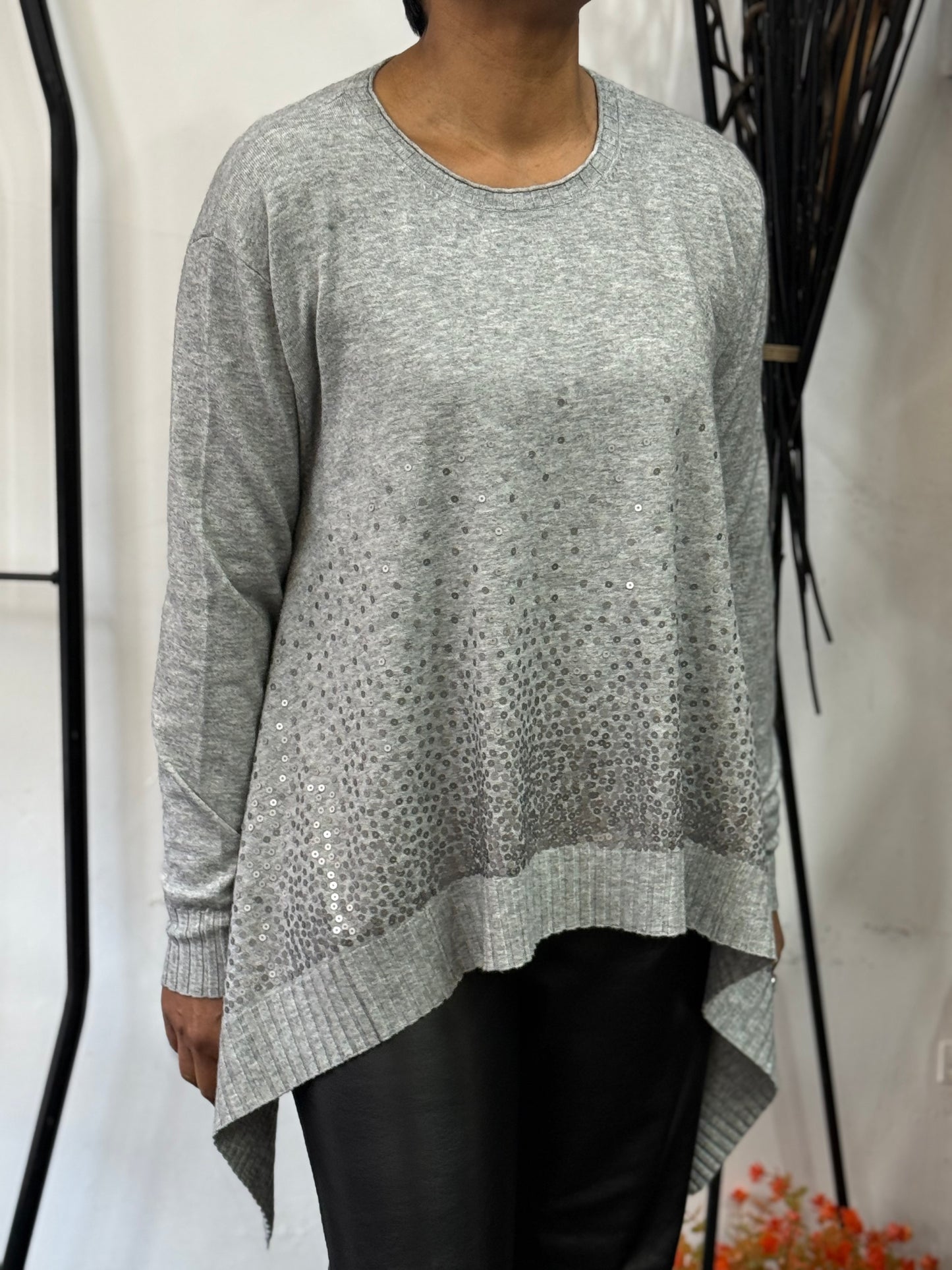 RIVER- TAPERED HEM SEQUIN FINE KNT JUMPER -🖤BLACKFRIDAYWKEND-AUTO 10%OFF@CHECKOUT