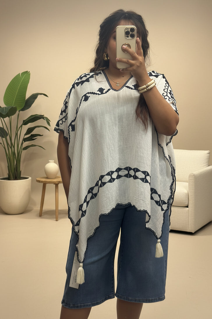 TAWNY- EMB KAFTAN TOP