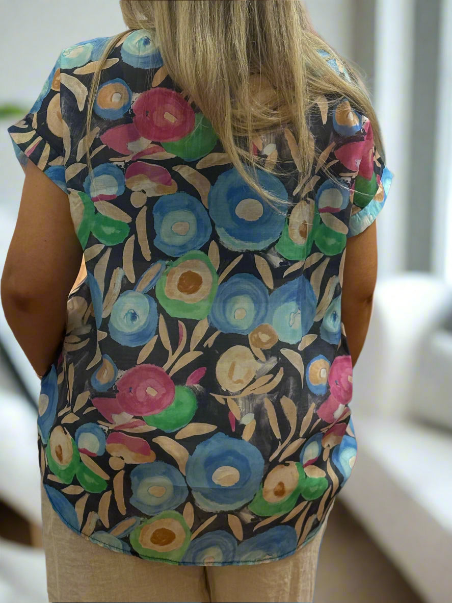 DANA- PRINTED TENCEL SHEER TOP