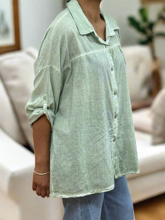 HANNAH- WASHED FLOWER APP SHIRT