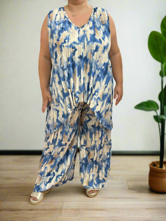 CHESCA PLEATS -ADA PRINT CO-ORD SET- CURVE