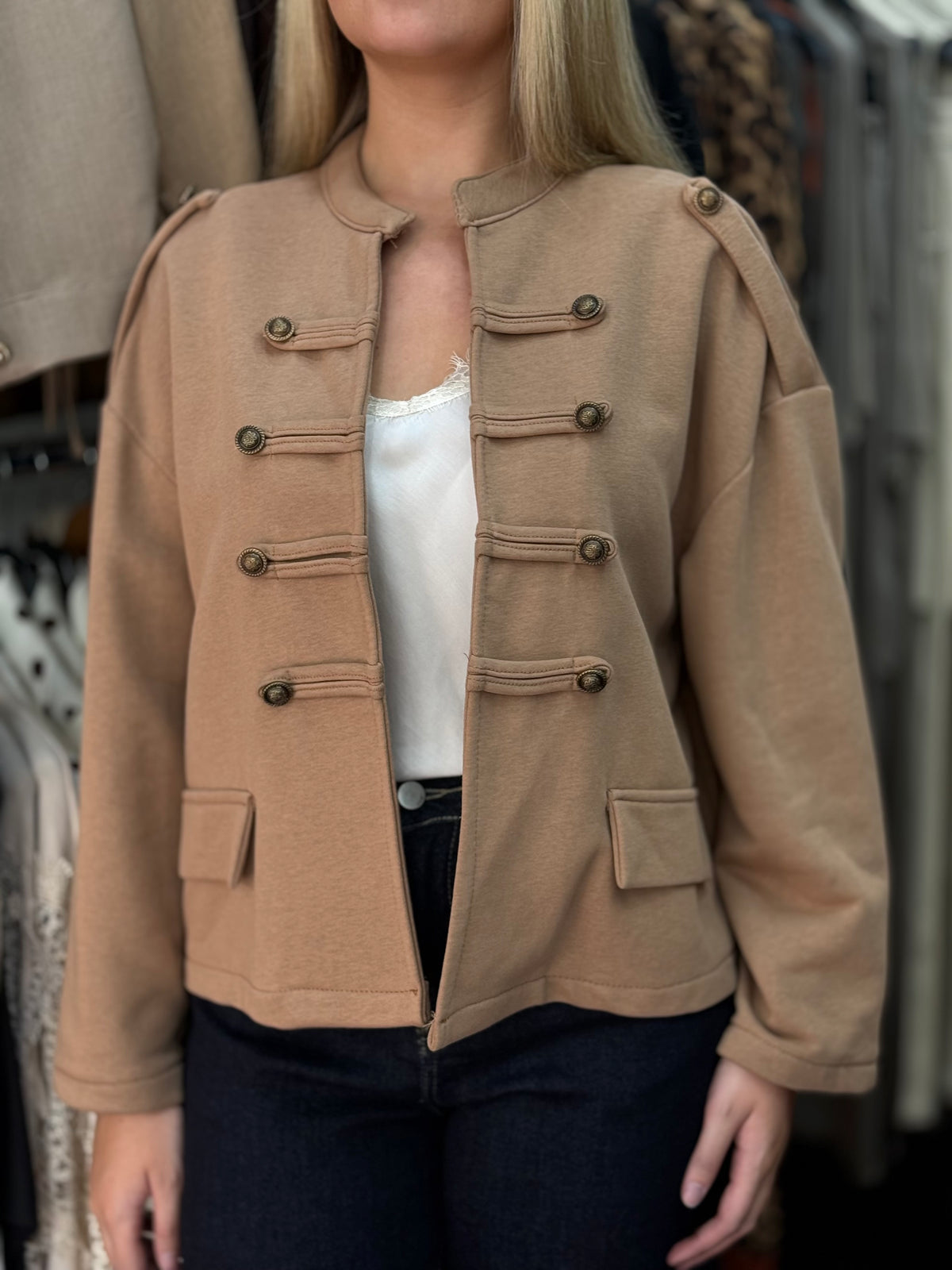 CLARA-JERSEY MILITARY JACKET