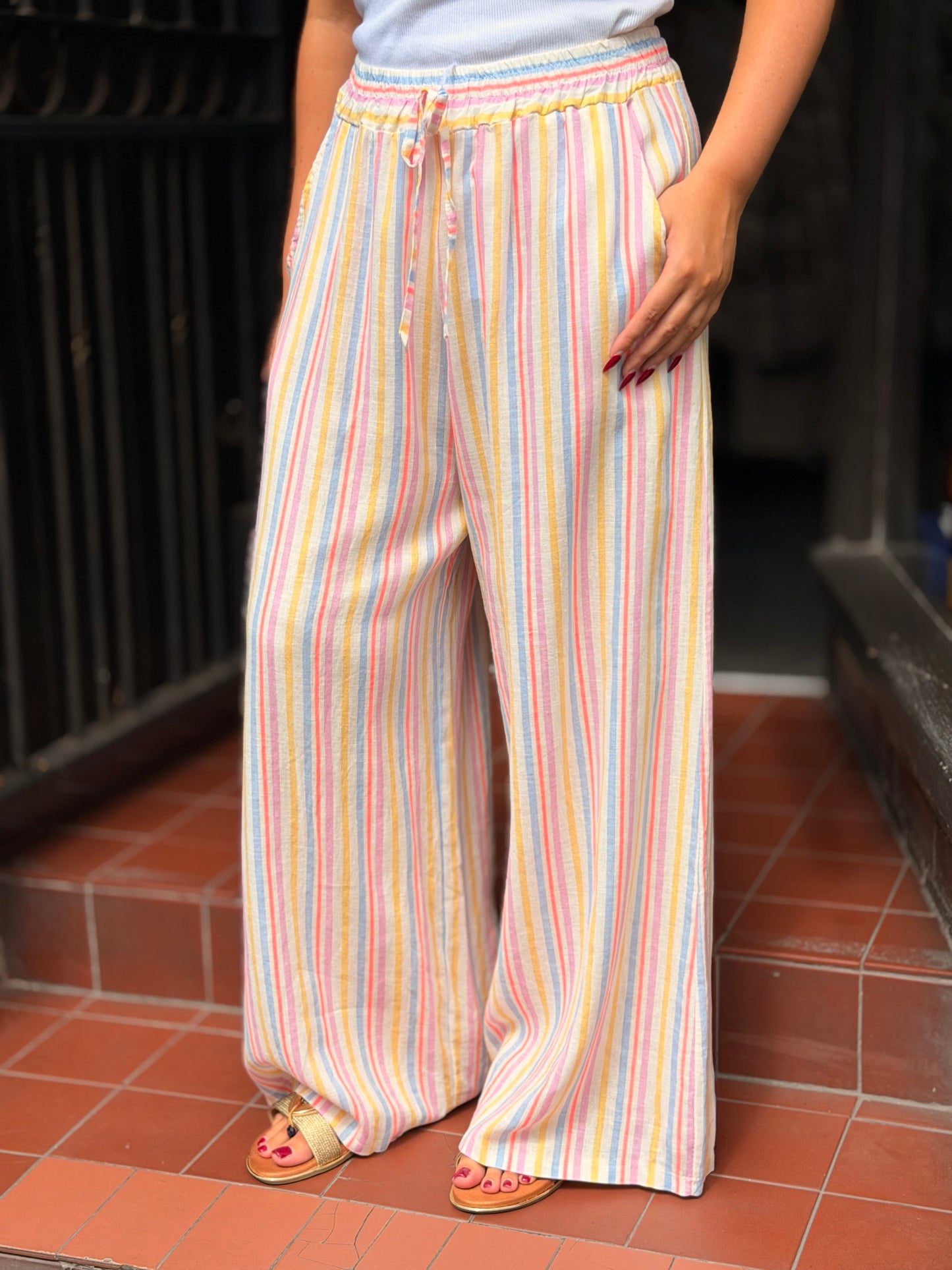 HENLEY-MARI MULTI STRIPE TROUSER