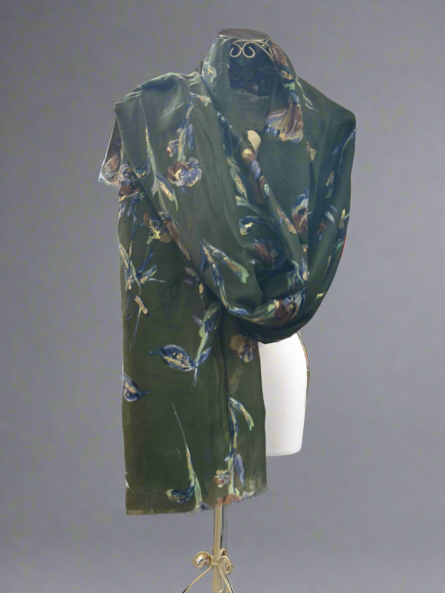 V JASMINE- GOLD LEAF SCARF