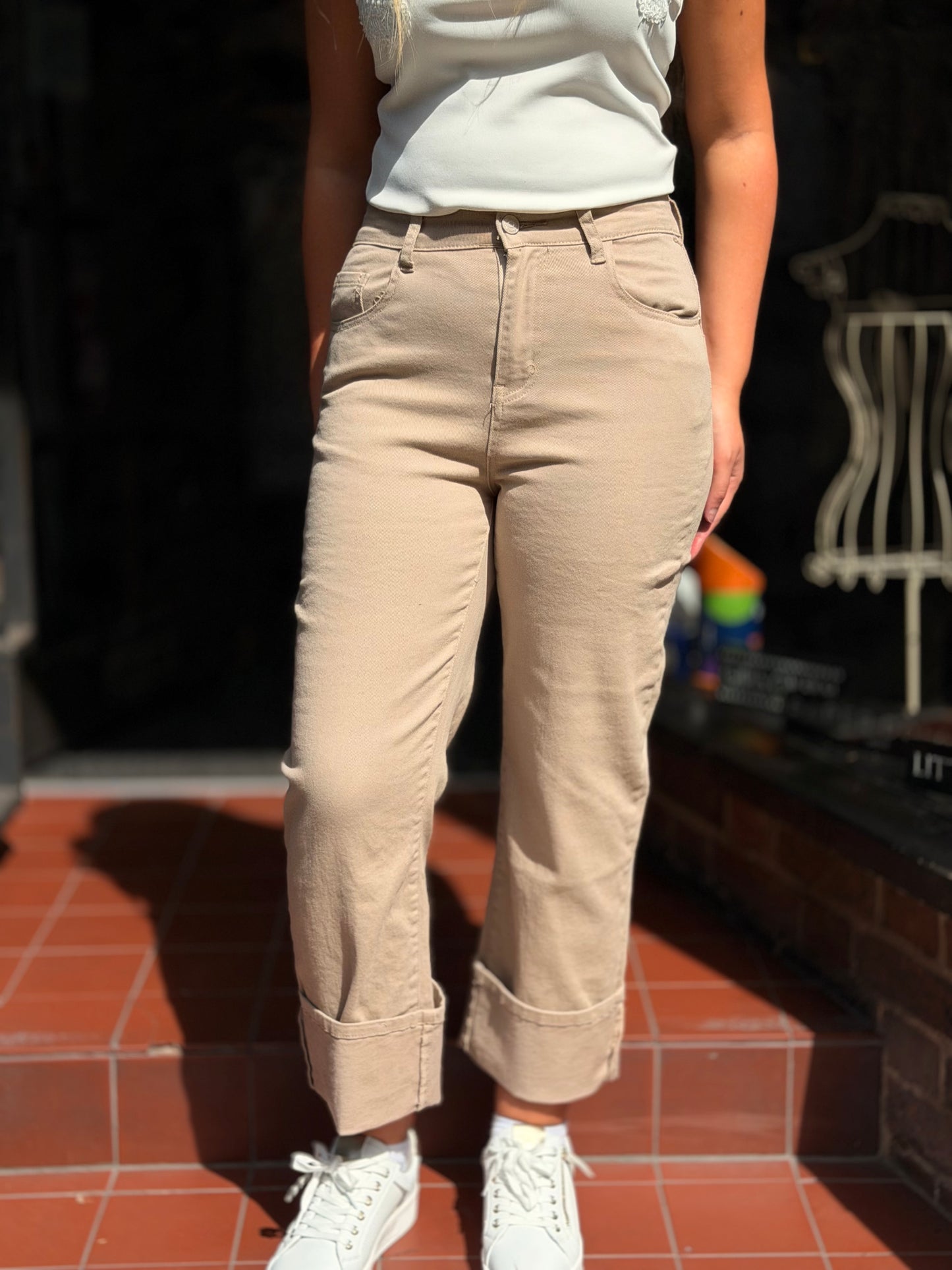DIDO-TURN UP ANKLE JEAN BEIGE