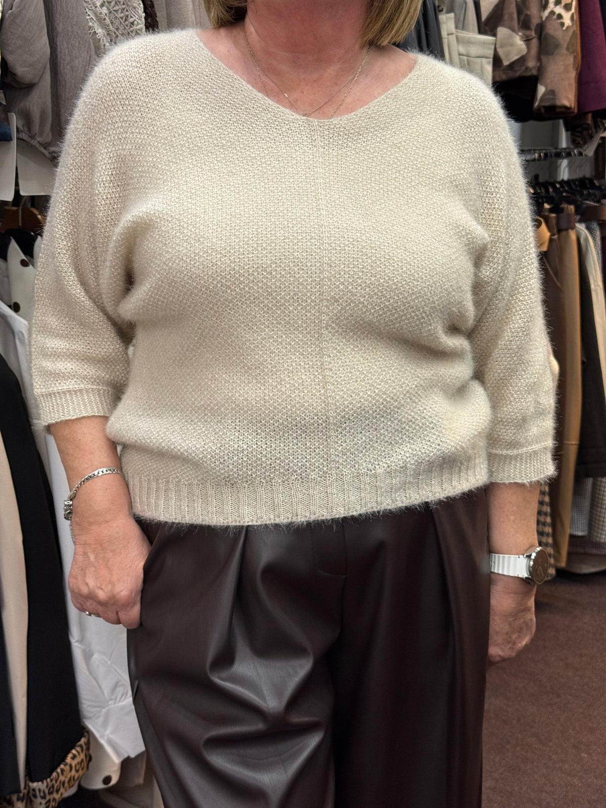 CARI - EYELASH V NECK JUMPER