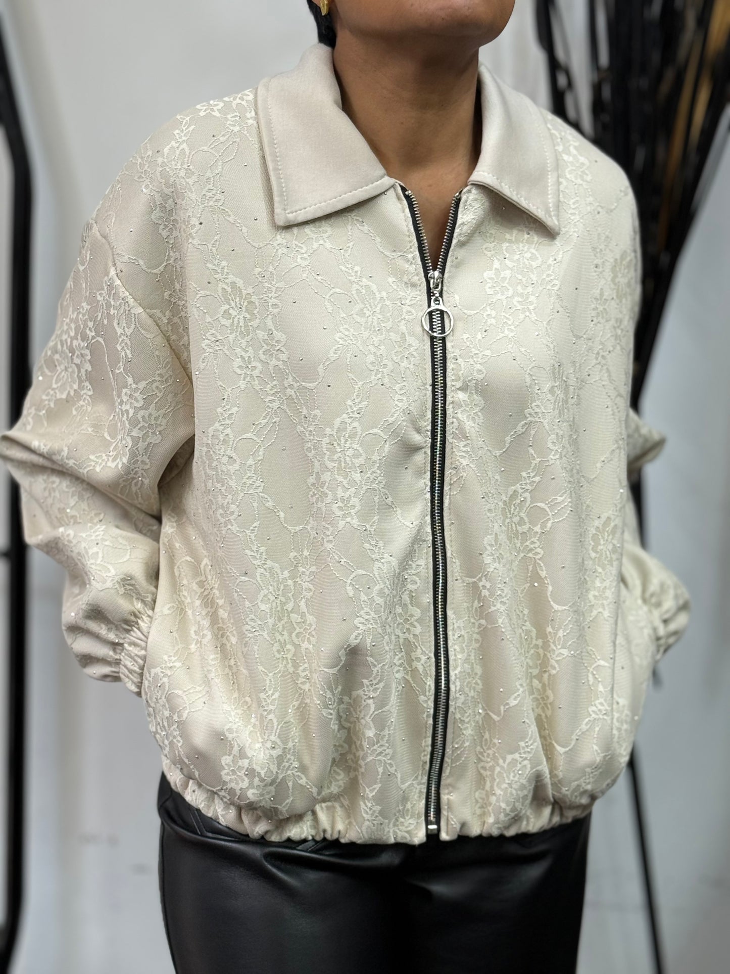 ELLIE- SPARKLE LACE BOMBER JACKET 🖤BLACKFRIDAYWKEND-££OFF