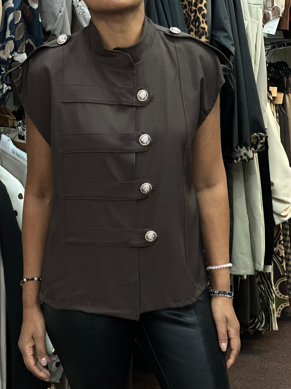 RORY-ONE SIDE MILITARY BTN WAISTCOAT -fits 8/10-14