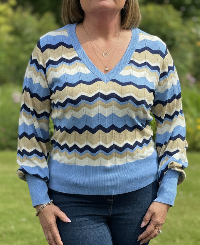 BYOUNG-MORLA VNECK STRIPE JUMPER