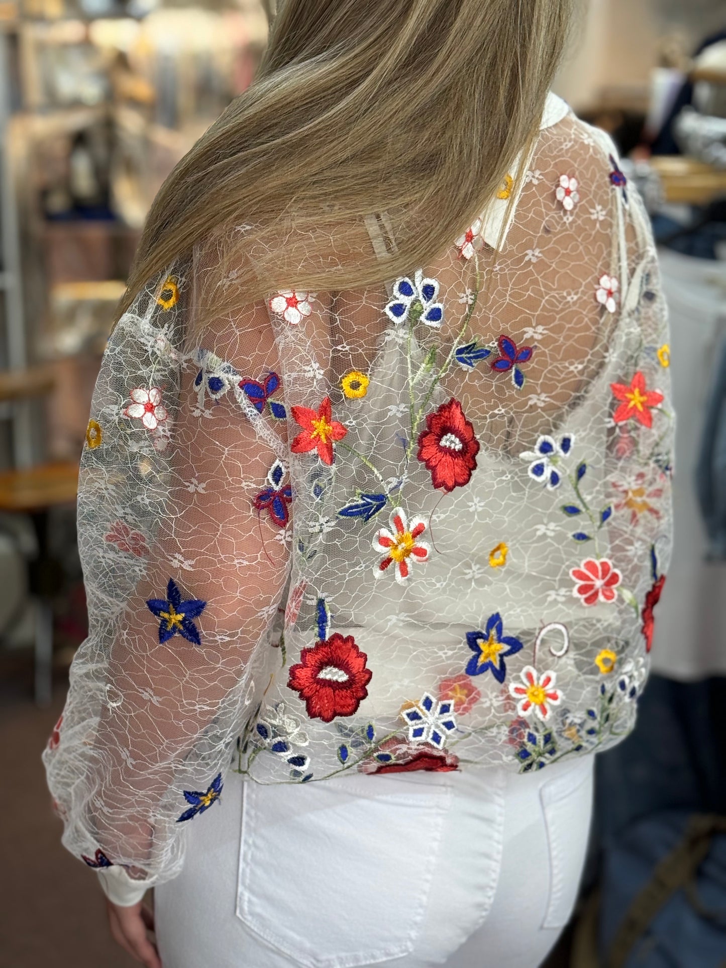 LILA- FLOWER EMB MESH JACKET