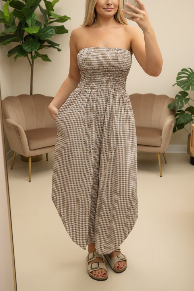 ADA- GINGHAM  TUBE TOP JUMPSUIT