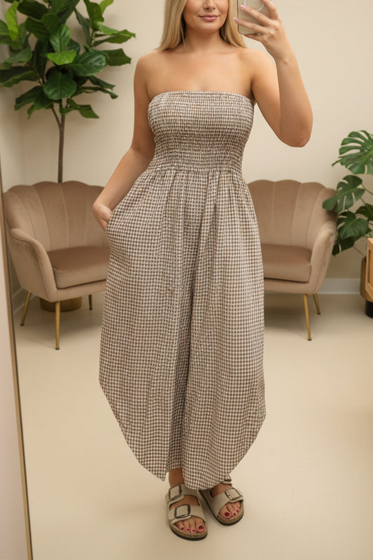 ADA- GINGHAM  TUBE TOP JUMPSUIT