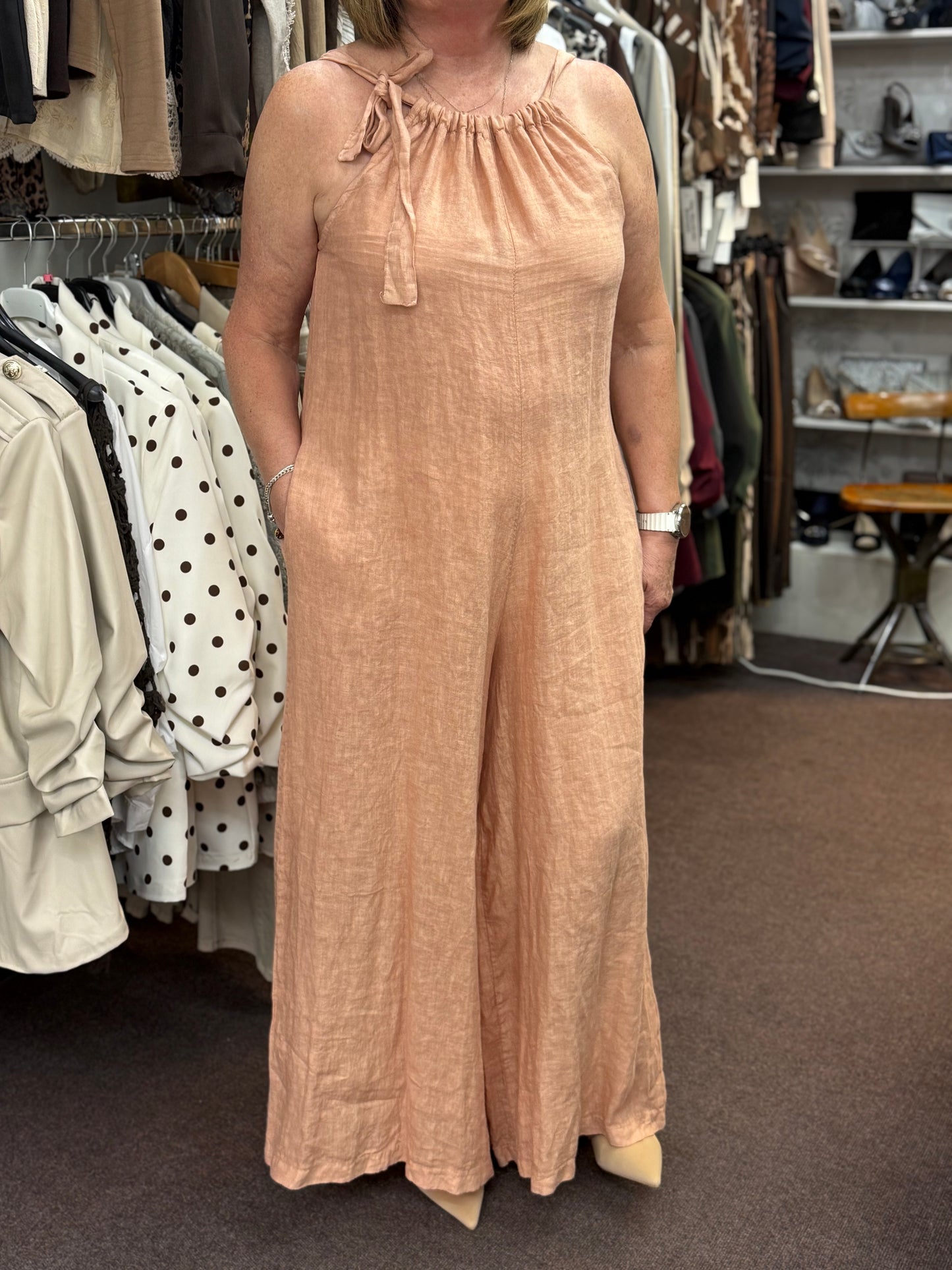 KARINA - LINEN TIE NK JUMPSUT