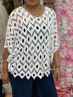Load image into Gallery viewer, DIAMOND CROCHET BATWING TOP
