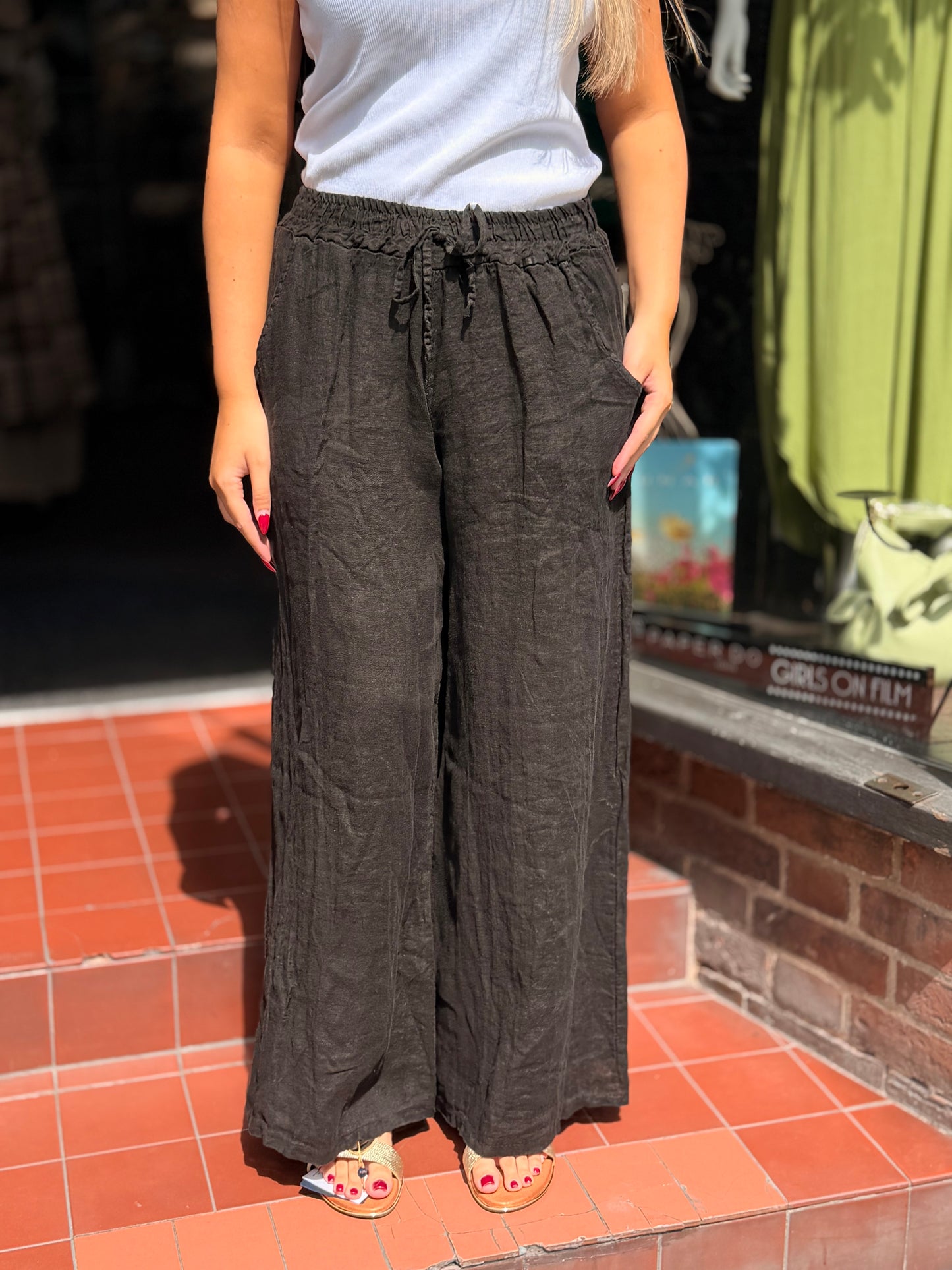 HENLEY-MARA PLAIN W/LEG LINEN TRS