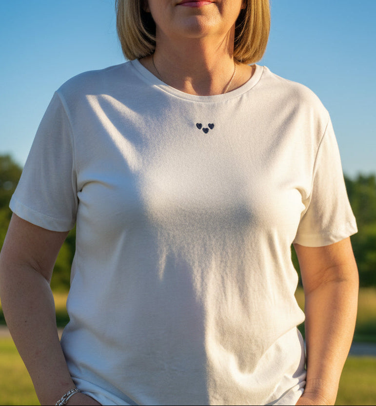 FRANSA-TALA 3 HEART TEE- WHITE