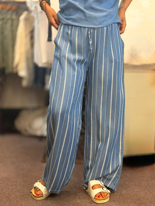 LILIAN- DENIM LOOK STRIPE TRS