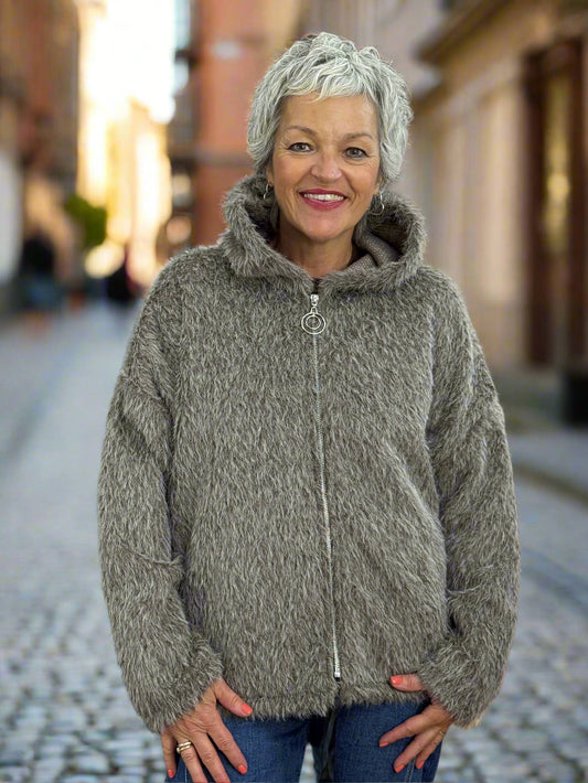 KIMBERLEY- FAUX FUR LOOK HOODY JACKET