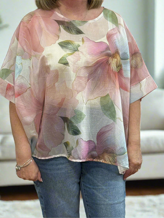 ISABELLA- SILKY O/S PRINT TOP