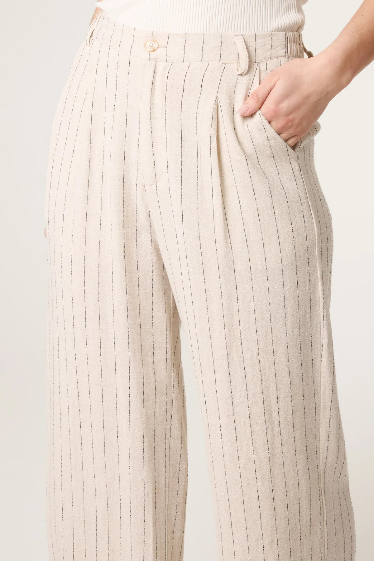 CAMILLA- PIN STRIPE LINEN BLEND