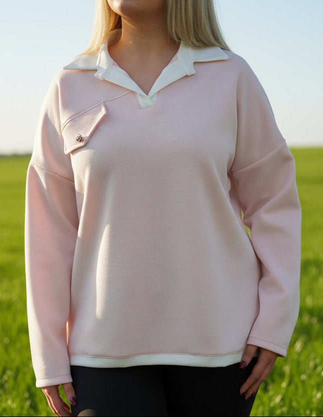 GEORGY- POLO COLLAR SCUBA SWEATSHIRT-#MOTHERS’DAY