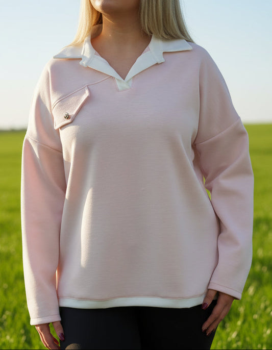 GEORGY- POLO COLLAR SCUBA SWEATSHIRT #SunshineSALE