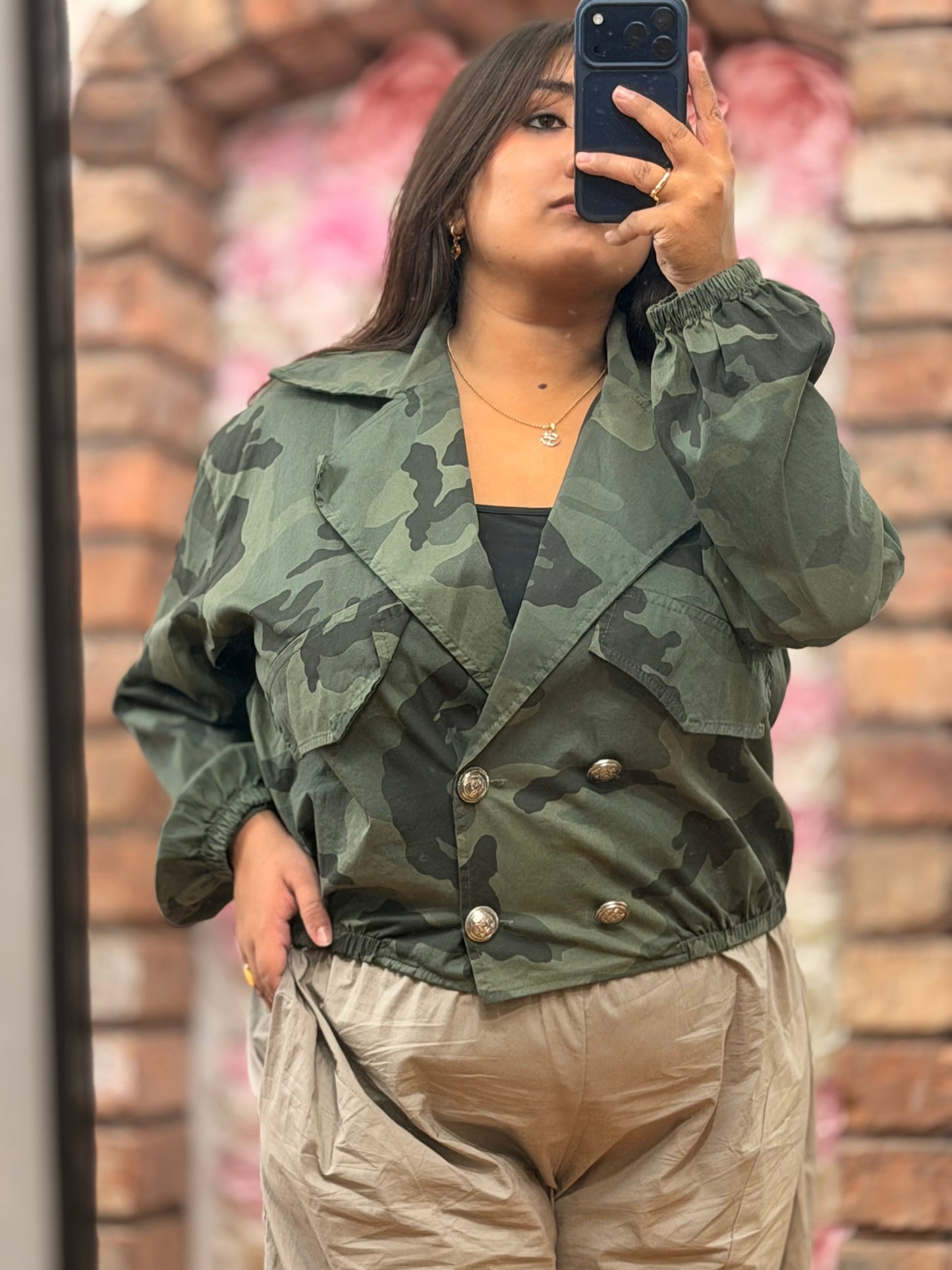 KAI-TRENCH STYLE CAMO MILITARY JACKET