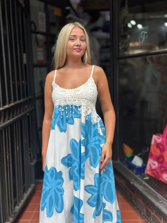 MOLLIE- CROCHET DETAIL  FLOWER DRESS