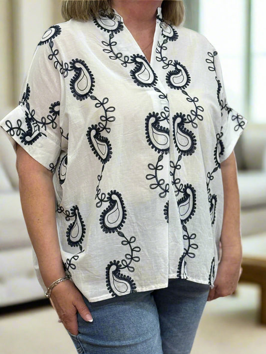 PAISLEY O/S COTTON G/DAD TOP-PLUS