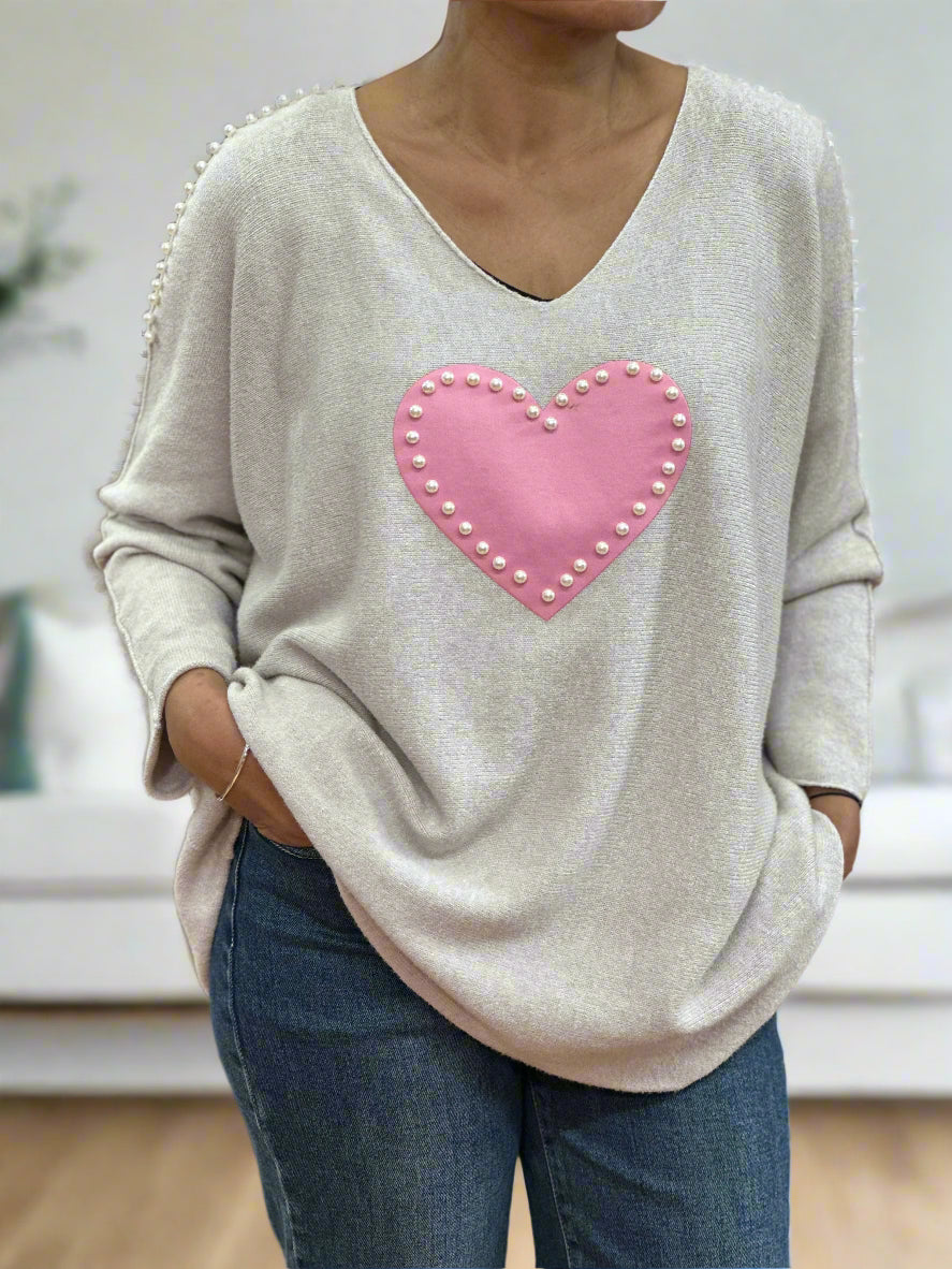 BELLA- PEARL & HEART JUMPER -