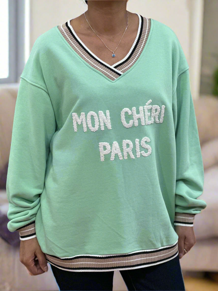 MON CHERI- RIBBED DETAIL SWEATSHIRT -