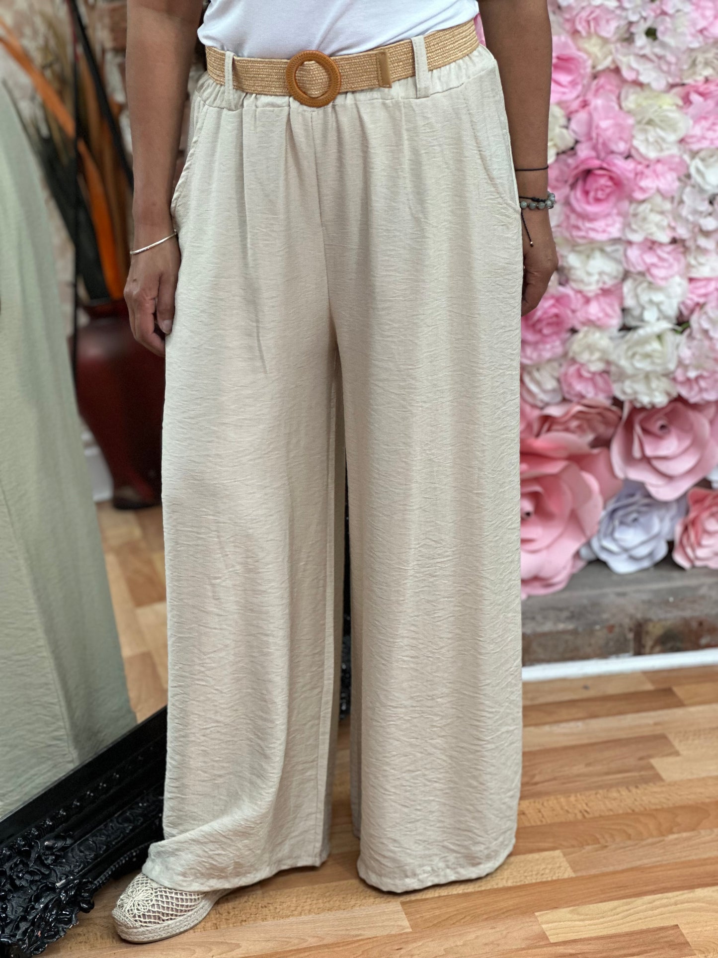 BELTED WIDE LEG TROUSER