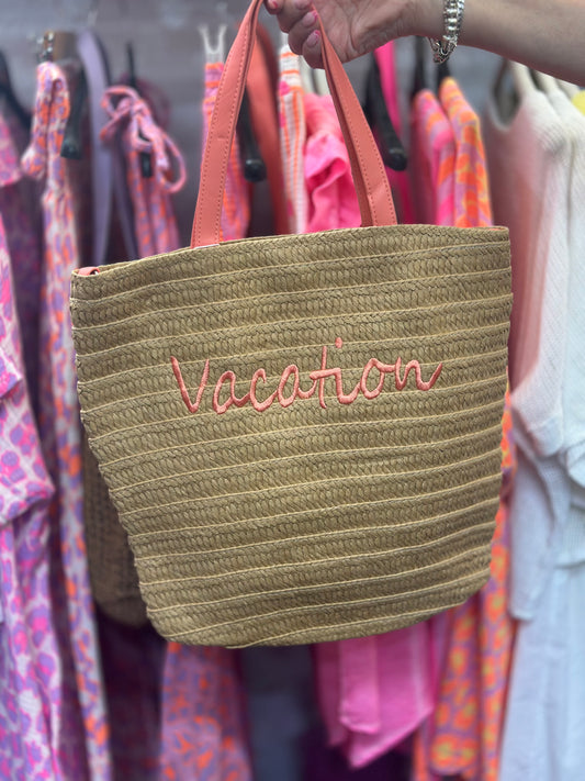 NEONS WEEKEND STRAW DEEP TOTE BAG -