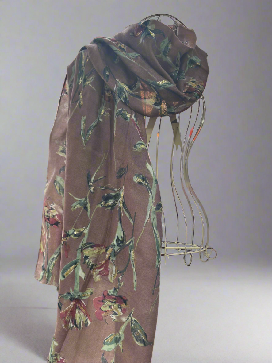 V JASMINE- GOLD LEAF SCARF