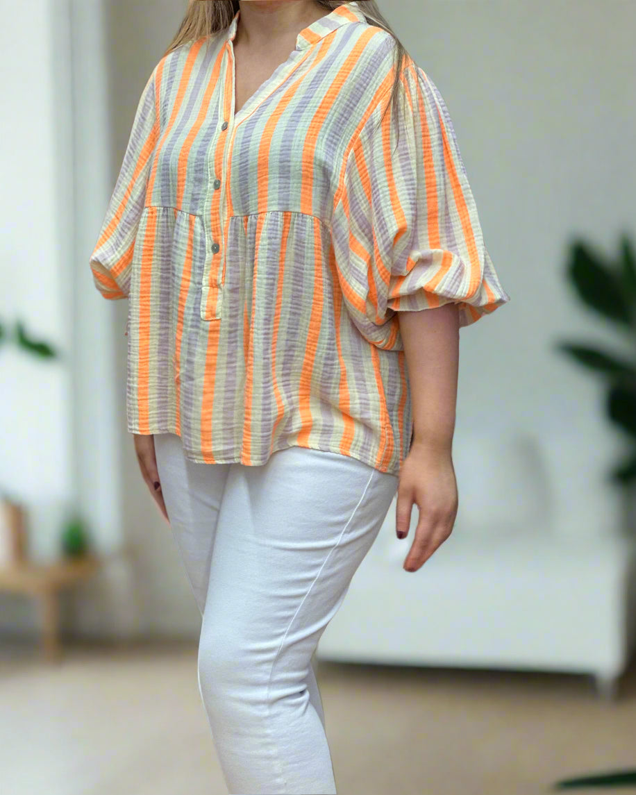 NEON-BRODY BALLOON SLEEVE SHIRT TOP