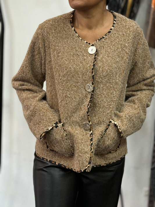 OSCAR ANIMAL TRIM JACKET TOP