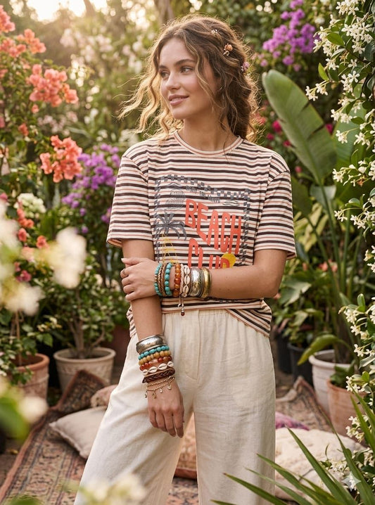 BEACH CLUB-RICA STRIPE TEE #SunshineSALE