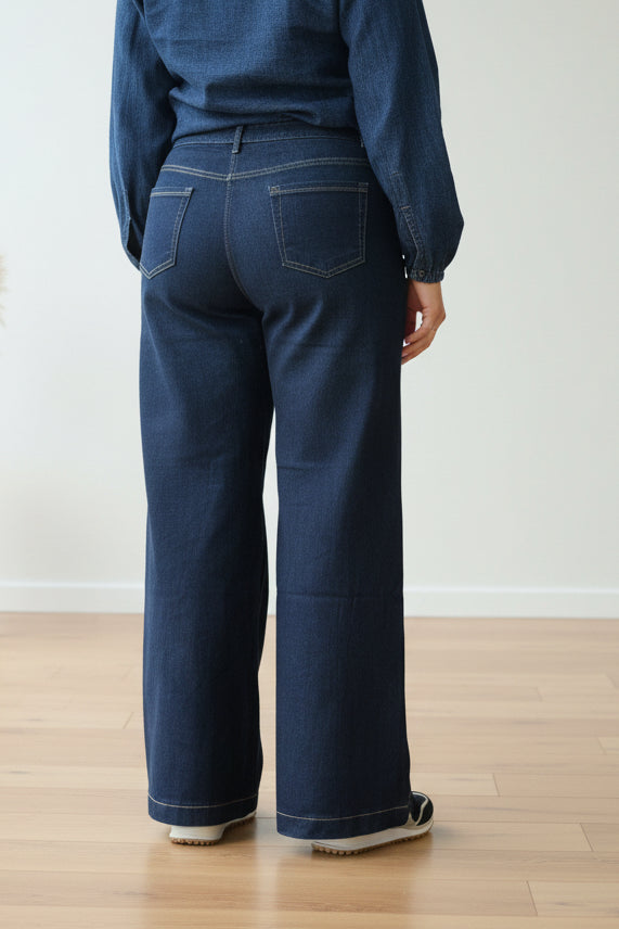 KELLY-GSMACK PULL UP W/LEG JEAN D/DENIM
