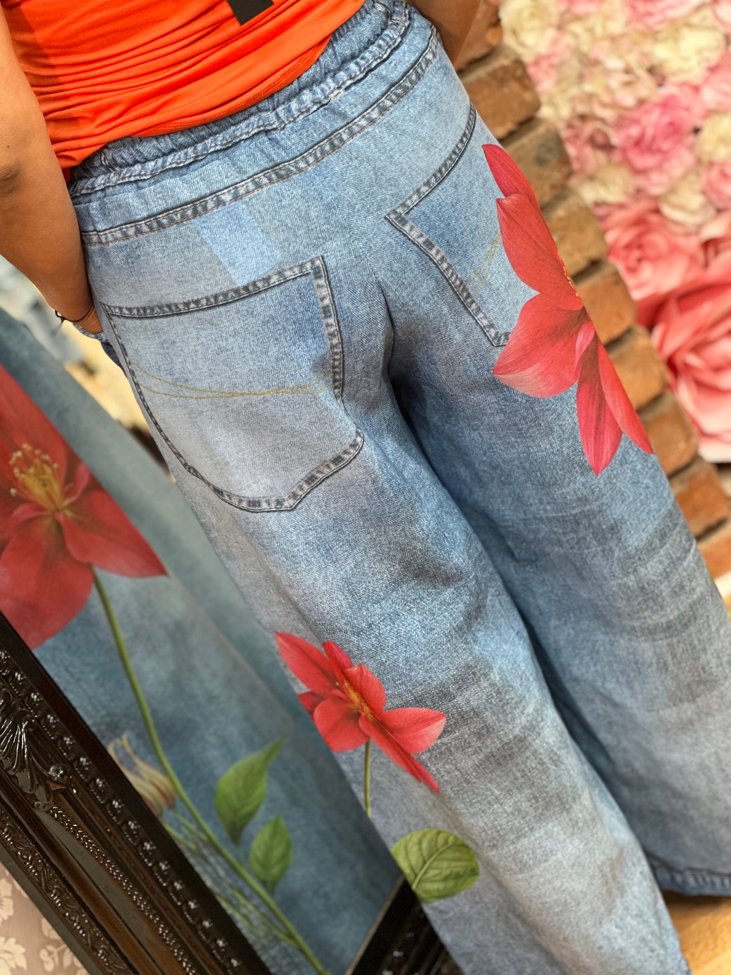 DENIM EFFECT PALLAZO PANTS - SALE♥️