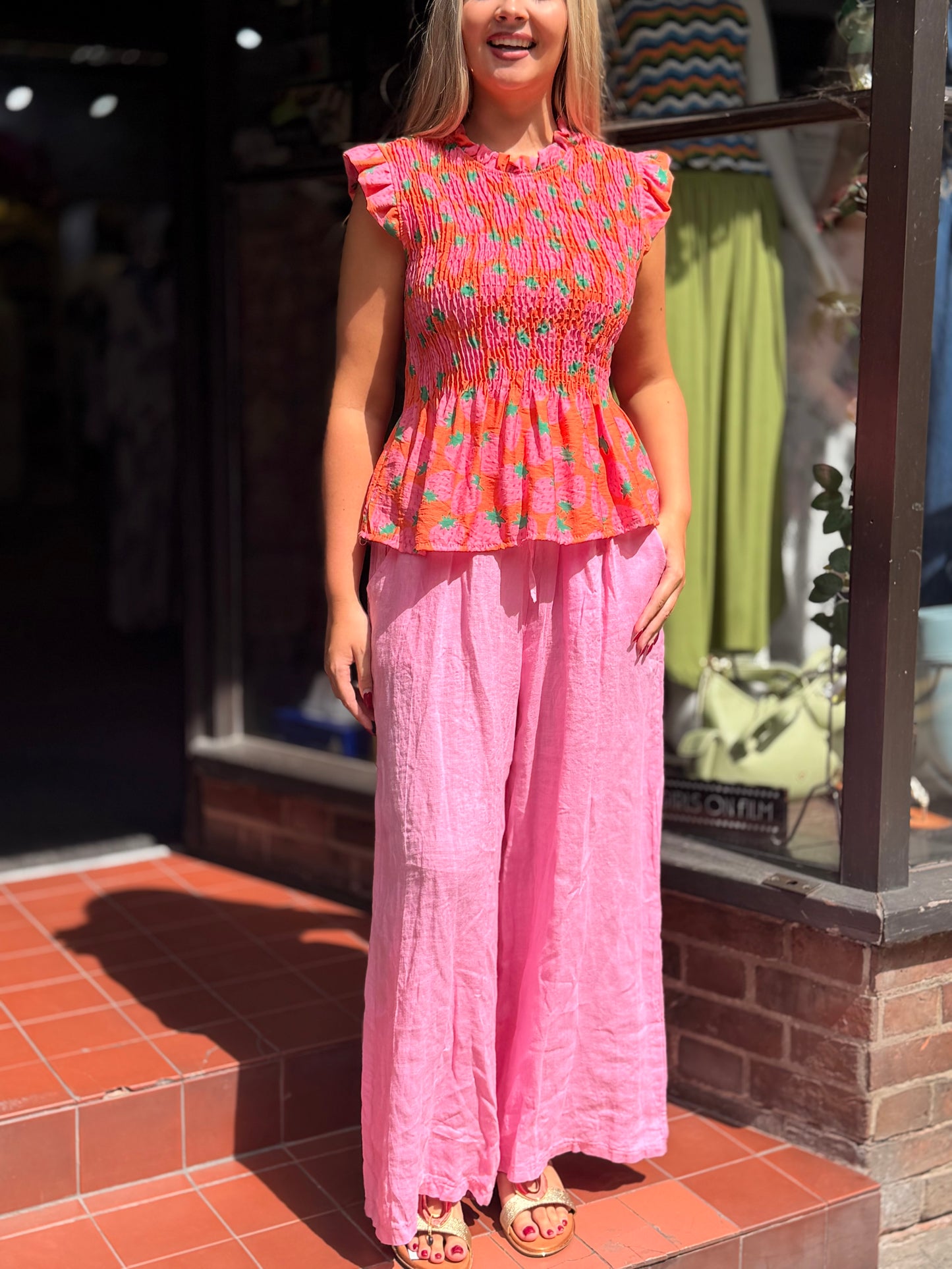 PHOEBE-PRINTED SHEERING TOP