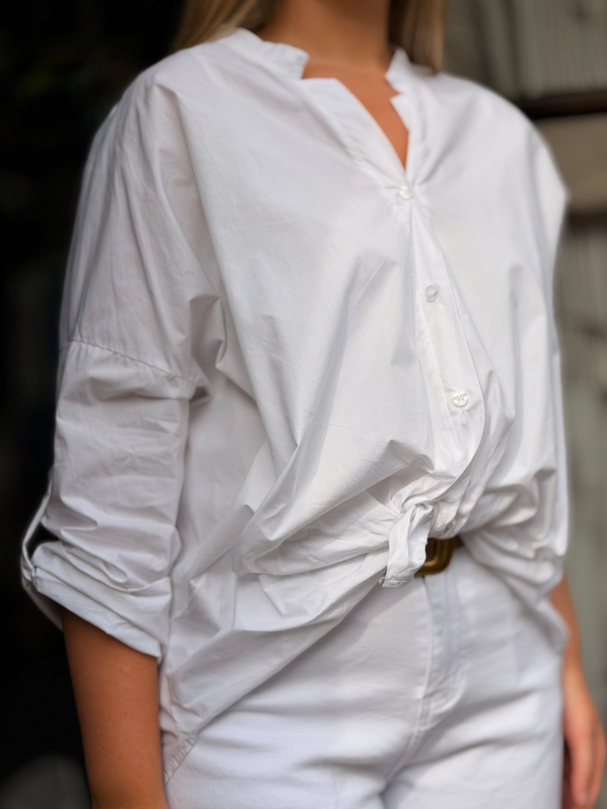 BLAIRE- TIE FRONT GRANDAD SHIRT