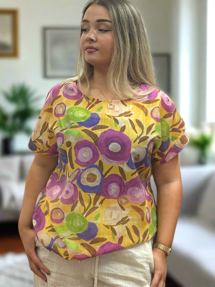 DANA- PRINTED TENCEL SHEER TOP