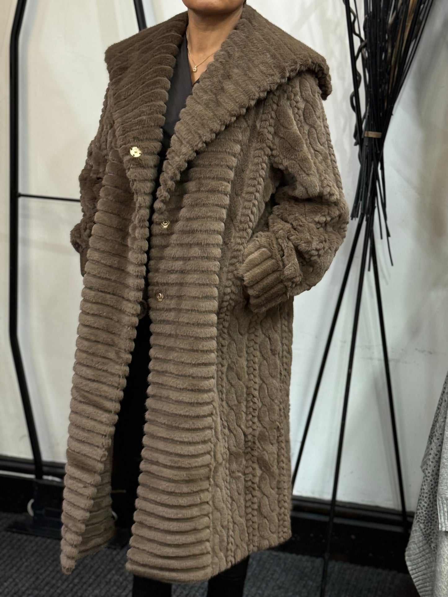 LUELLA-CABLE FAUX FUR COAT-