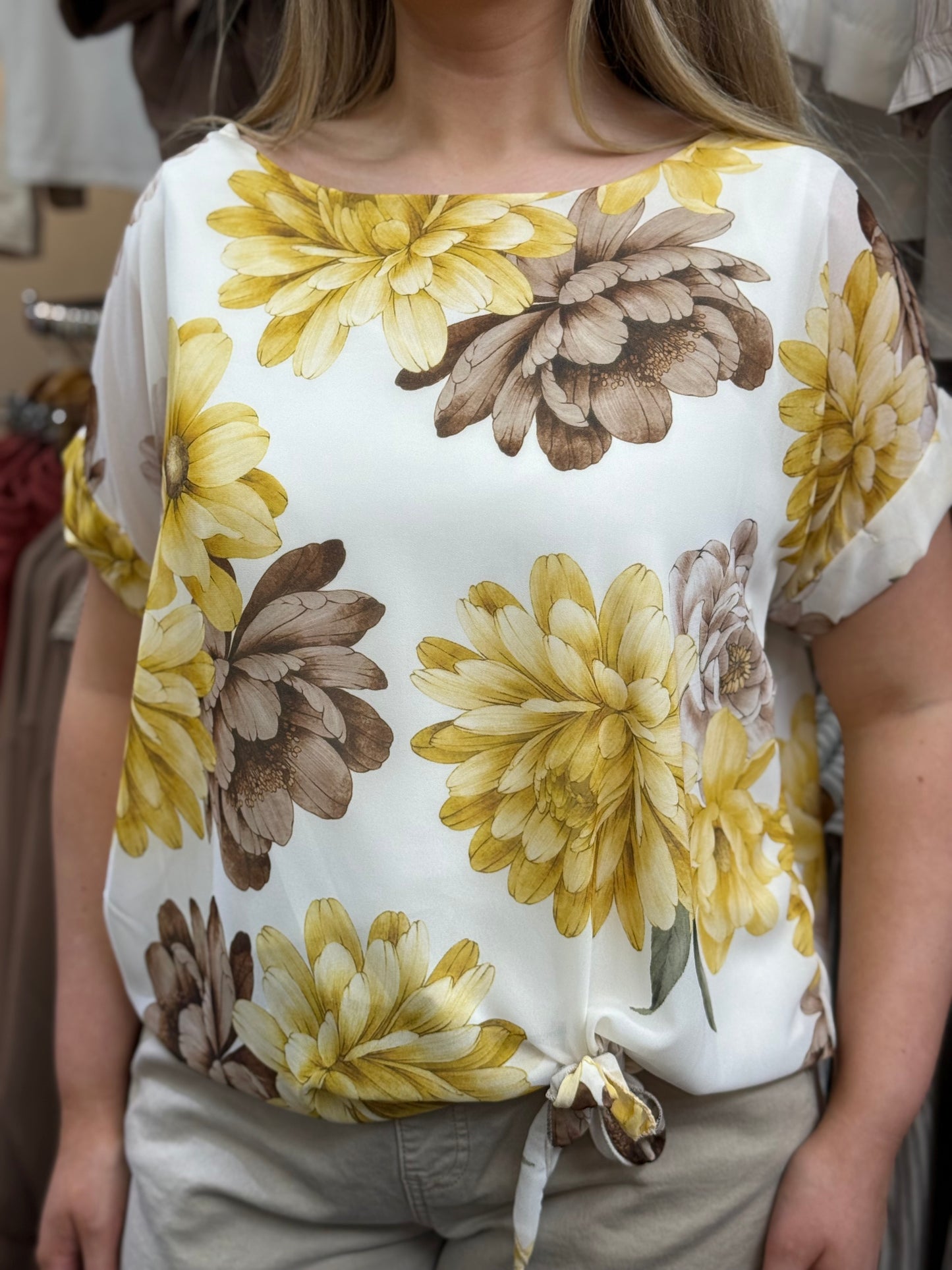 MILA- CHIFFON FLORAL SIDE TIE TOP