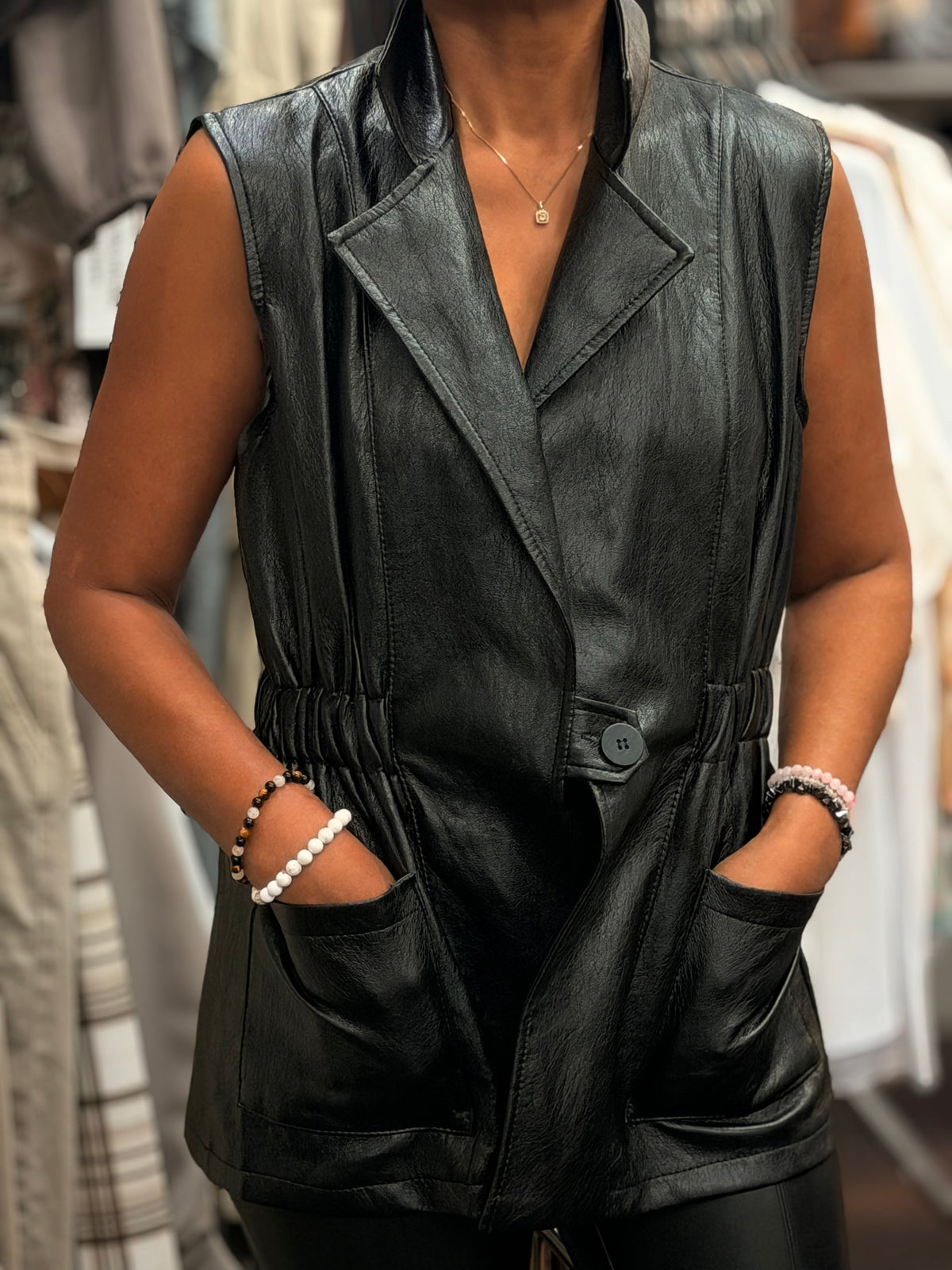 SAYLOR- PU POCKET FRONT WAIST COAT